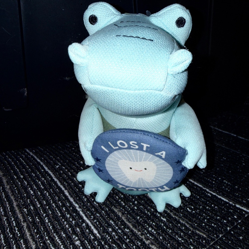 Pillowfort Alligator Tooth Fairy Figural Pillow Kids OS Blue NEW Plush Pocket
